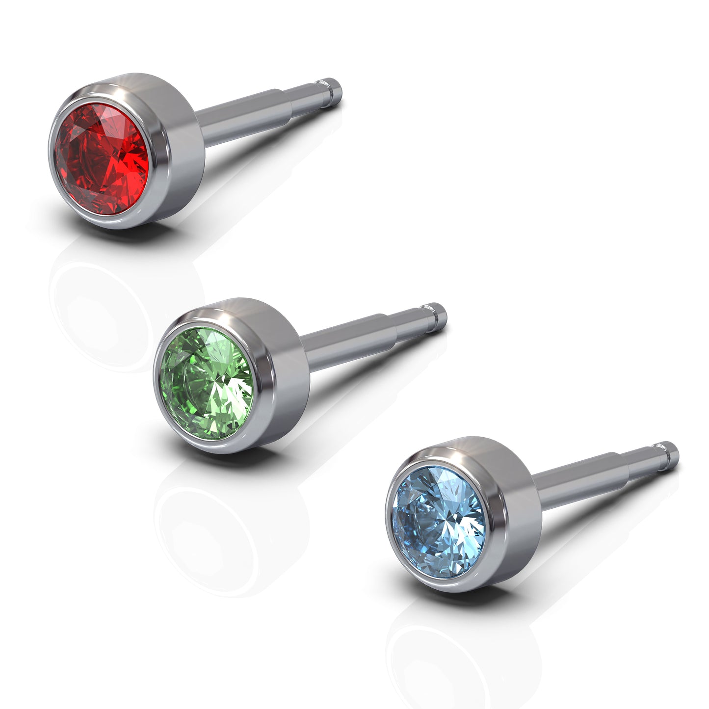 NINA Medikal Stud Earrings Set - Stainless Steel - 3 Pairs