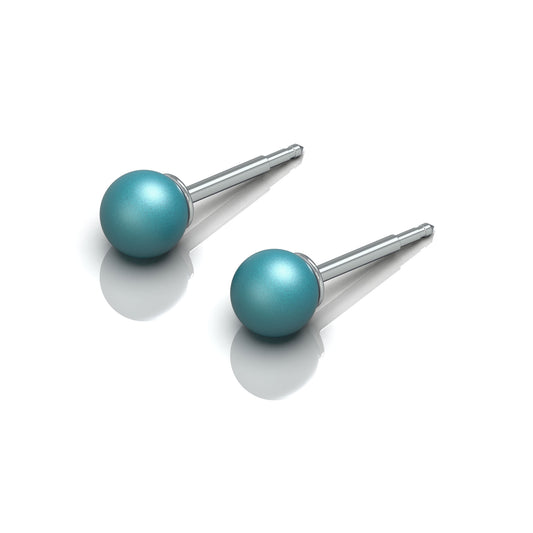 NINA Medikal - Pearl Earrings - Hypoallergenic Stainless Steel - Medium (Dark Turquoise)