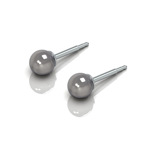 NINA Medikal - Pearl Earrings - Hypoallergenic Stainless Steel - Medium (Grey Pearl)