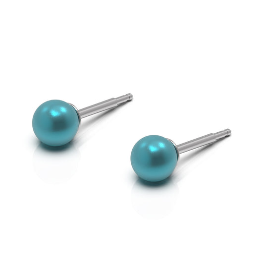 NINA Medikal - Pearl Earrings - Hypoallergenic Stainless Steel - Medium (Dark Turquoise)