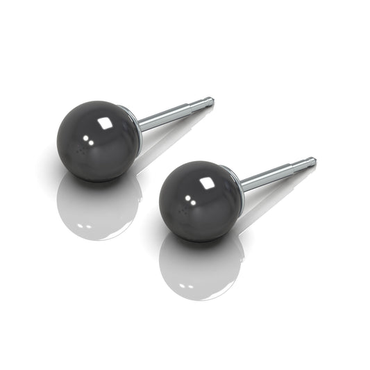 NINA Medikal Pearl Earrings - Hypoallergenic Stainless Steel - Large (Black Pearl)