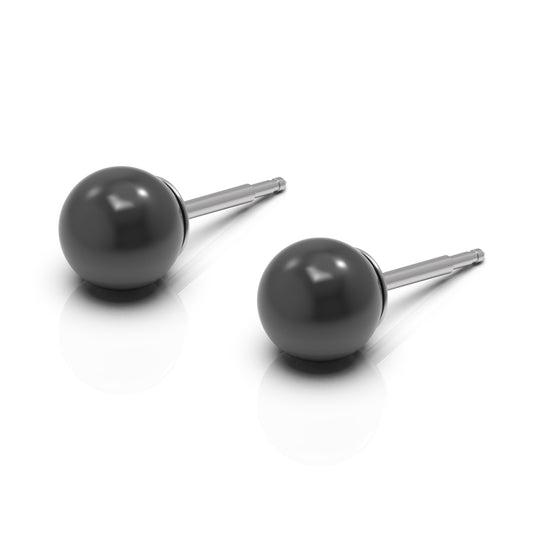 NINA Medikal Pearl Earrings - Hypoallergenic Stainless Steel - Large (Black Pearl)