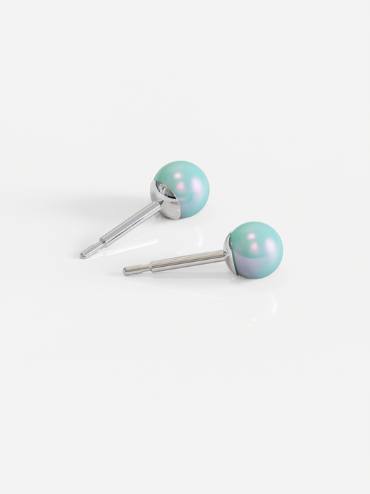 NINA Medikal - Pearl Earrings - Hypoallergenic Stainless Steel - Medium (Blue Pearl)