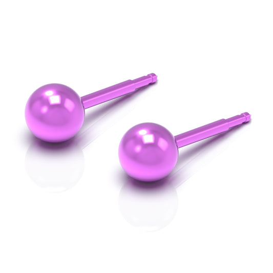 NINA Medikal Titanium Ball Earrings - Classic (Pink Titanium)