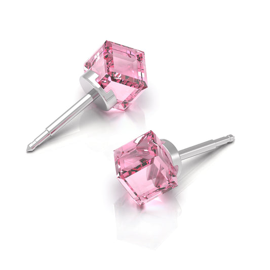 NINA Medikal Cube Earrings - Stud Ear Jewelry - Stainless Steel (Rose)