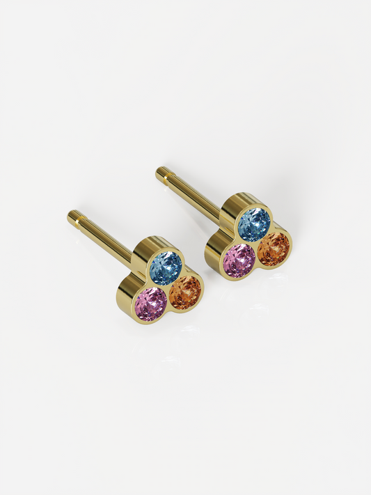 NINA Medikal - Trio Gold Assorted Stud Earrings - Hypoallergenic Stainless Steel