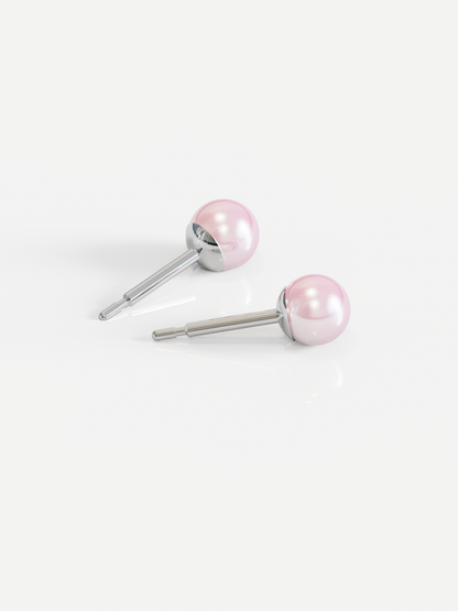 NINA Medikal - Pearl Earrings - Hypoallergenic Stainless Steel - Medium (Pink Pearl)