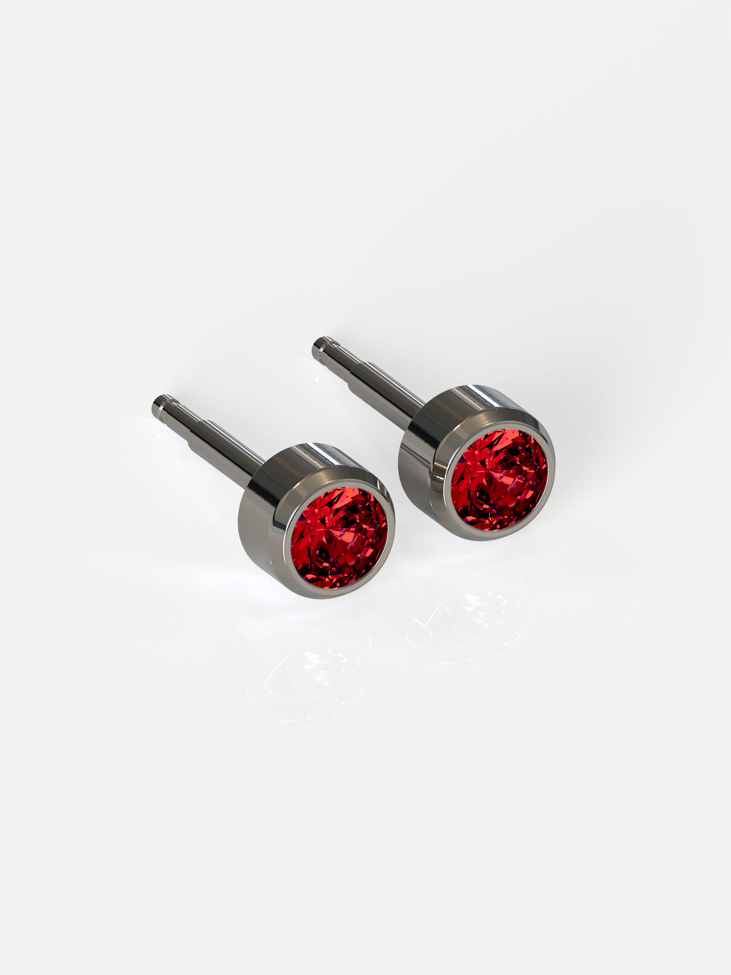 NINA Medikal Titanium Stud Earrings - Piercing Jewelry (Titanium - Ruby)