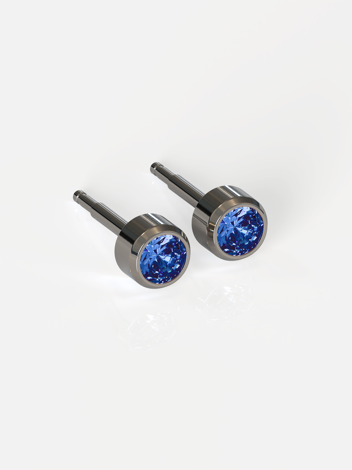 NINA Medikal Titanium Stud Earrings - Piercing Jewelry (Titanium - Sapphire)