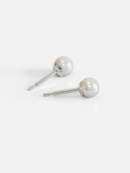 NINA Medikal - Pearl Earrings - Hypoallergenic Stainless Steel - Medium (White Pearl)