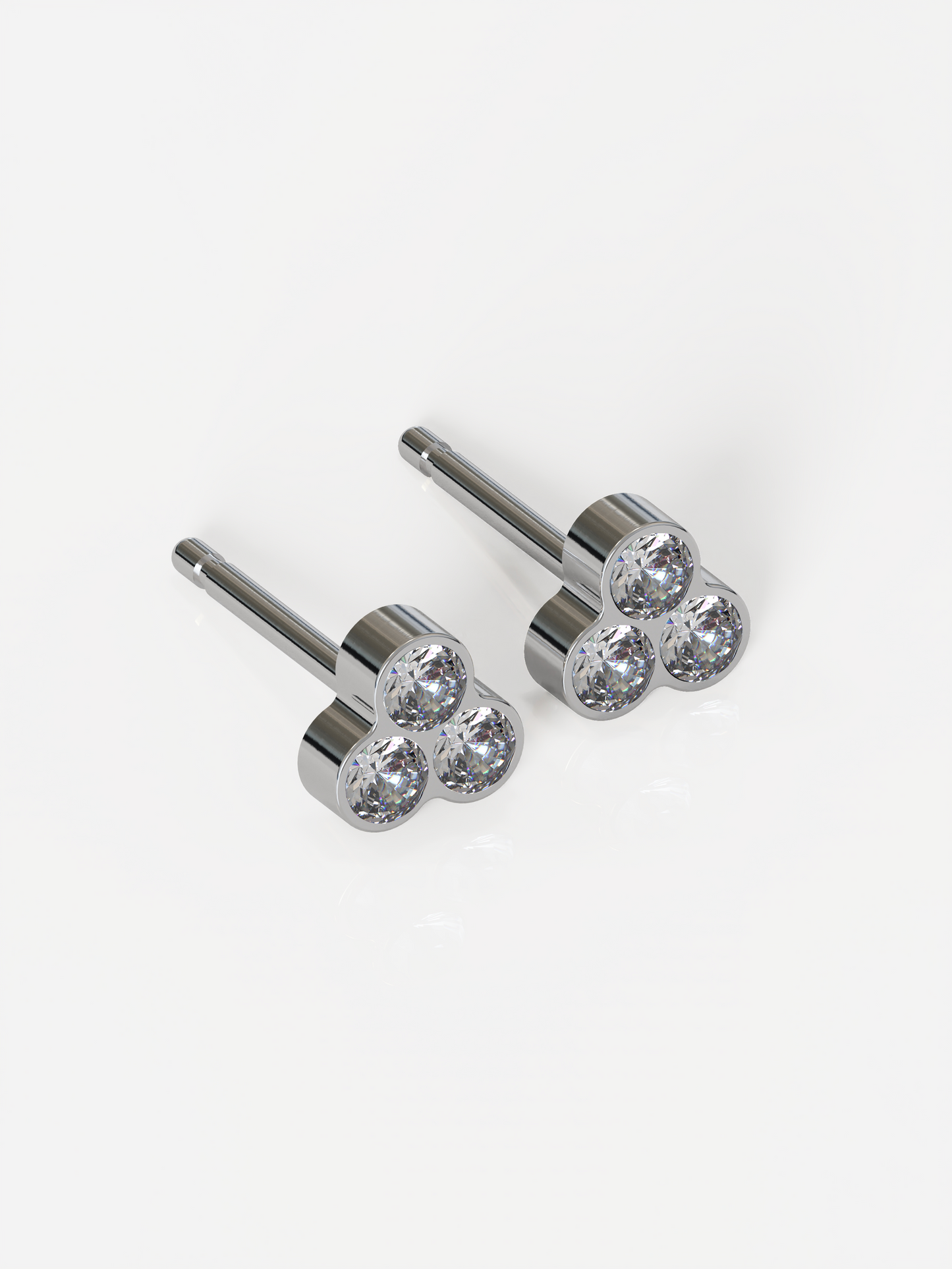 NINA Medikal - Trio White Crystal Stud Earrings - Hypoallergenic Stainless Steel