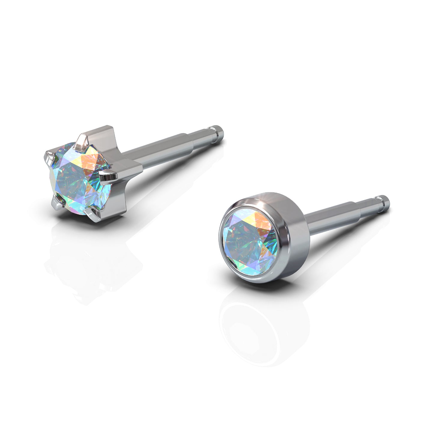 NINA Medikal Baby Earrings Set - Hypoallergenic Stainless Steel (Rock Crystal)