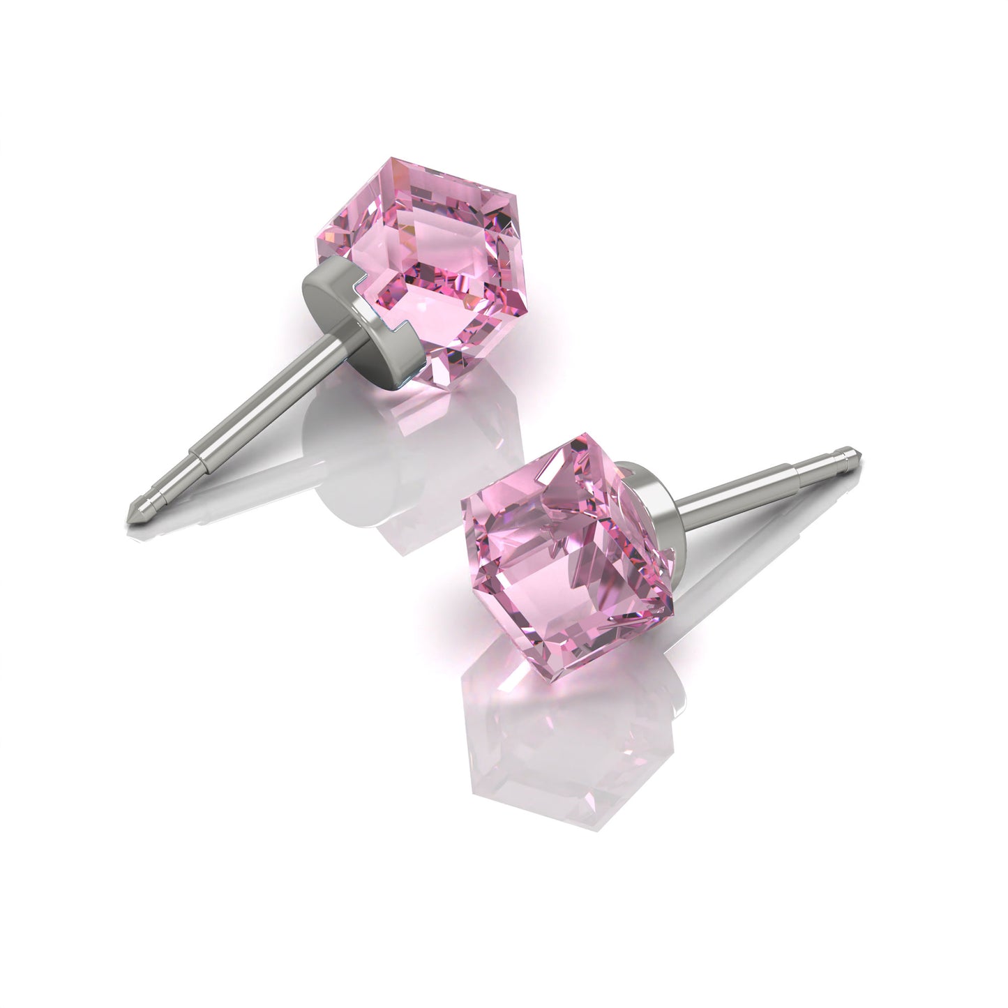 NINA Medikal Cube Earrings - Stud Ear Jewelry - Stainless Steel (Rose)