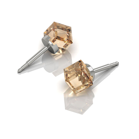 NINA Medikal Cube Earrings - Stud Ear Jewelry - Stainless Steel