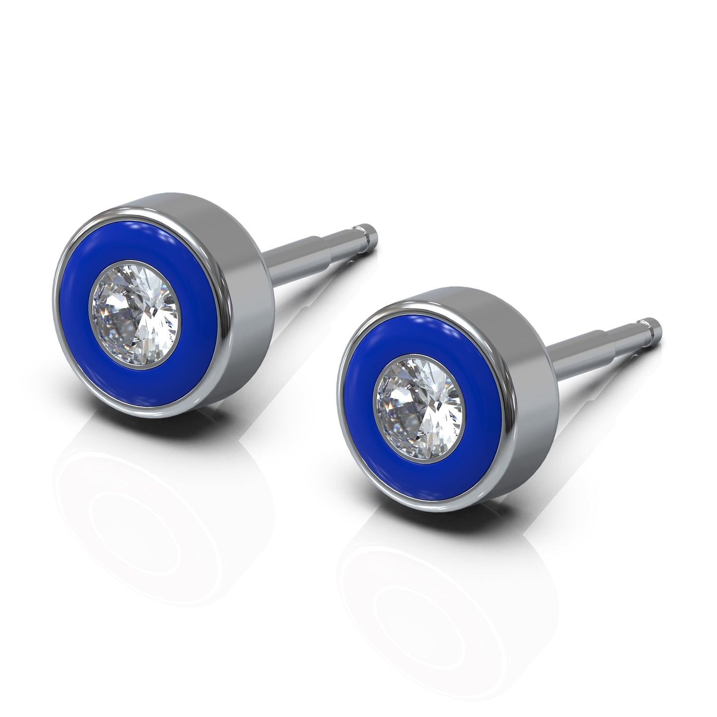 NINA Medikal Stud Earrings Neon Enamel - Hypoallergenic Stainless Steel (Navy Blue)