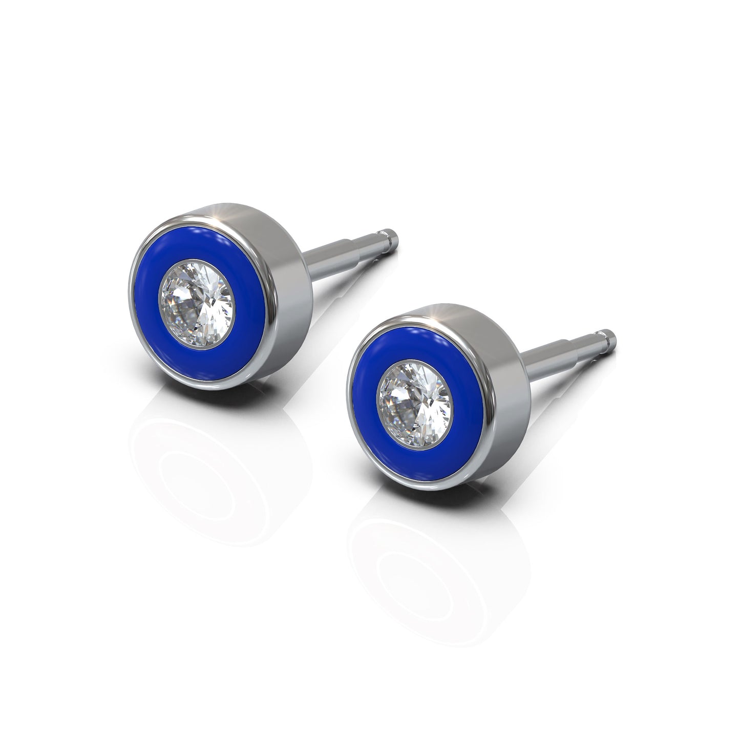 NINA Medikal Stud Earrings Neon Enamel - Hypoallergenic Stainless Steel (Navy Blue)