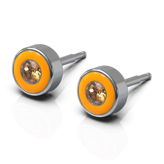 NINA Medikal Stud Earrings Neon Enamel - Hypoallergenic Stainless Steel (Tangerine)