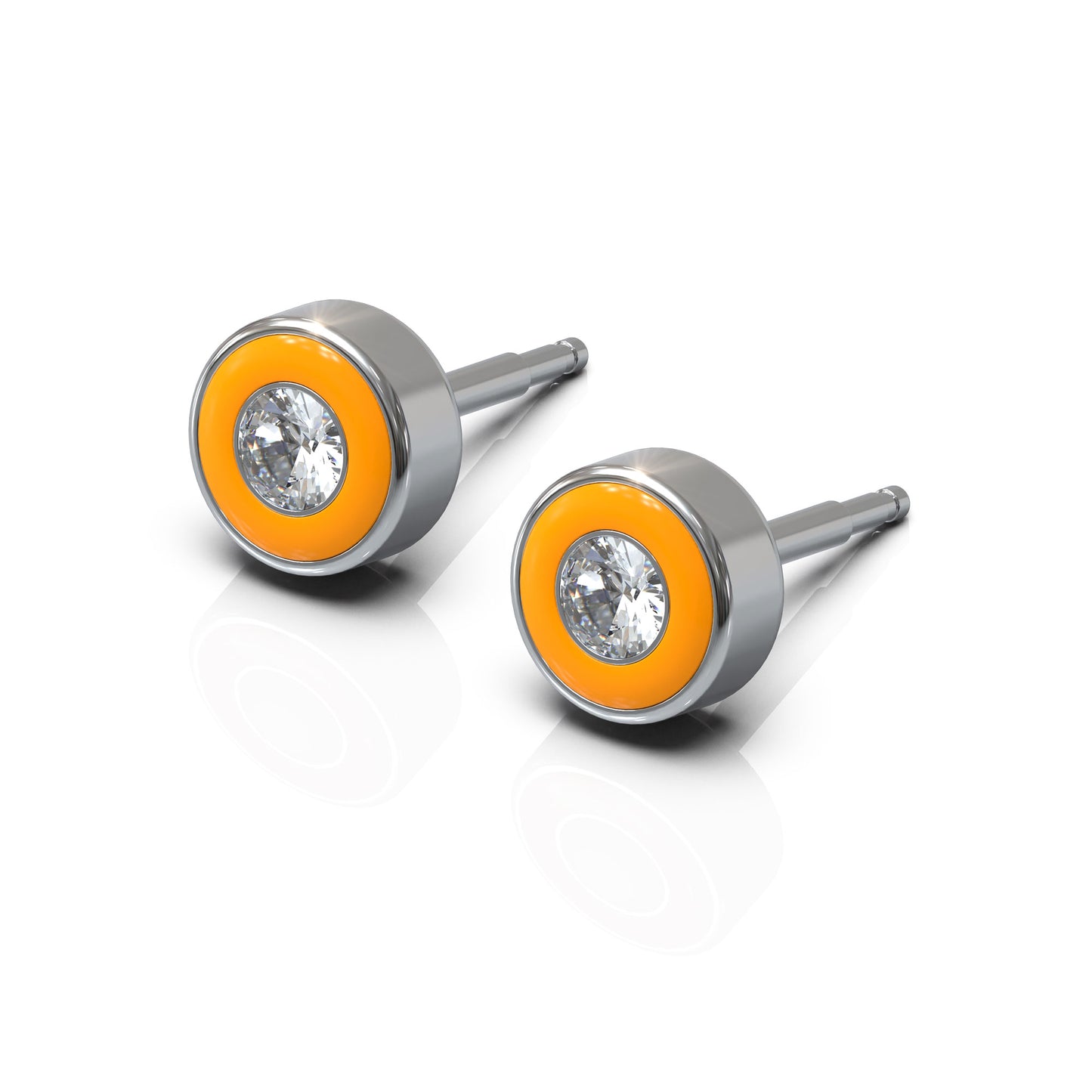 NINA Medikal Stud Earrings Neon Enamel - Hypoallergenic Stainless Steel (Tangerine)