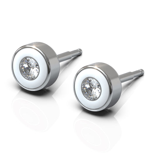 NINA Medikal Stud Earrings Neon Enamel - Hypoallergenic Stainless Steel (Ivory White)