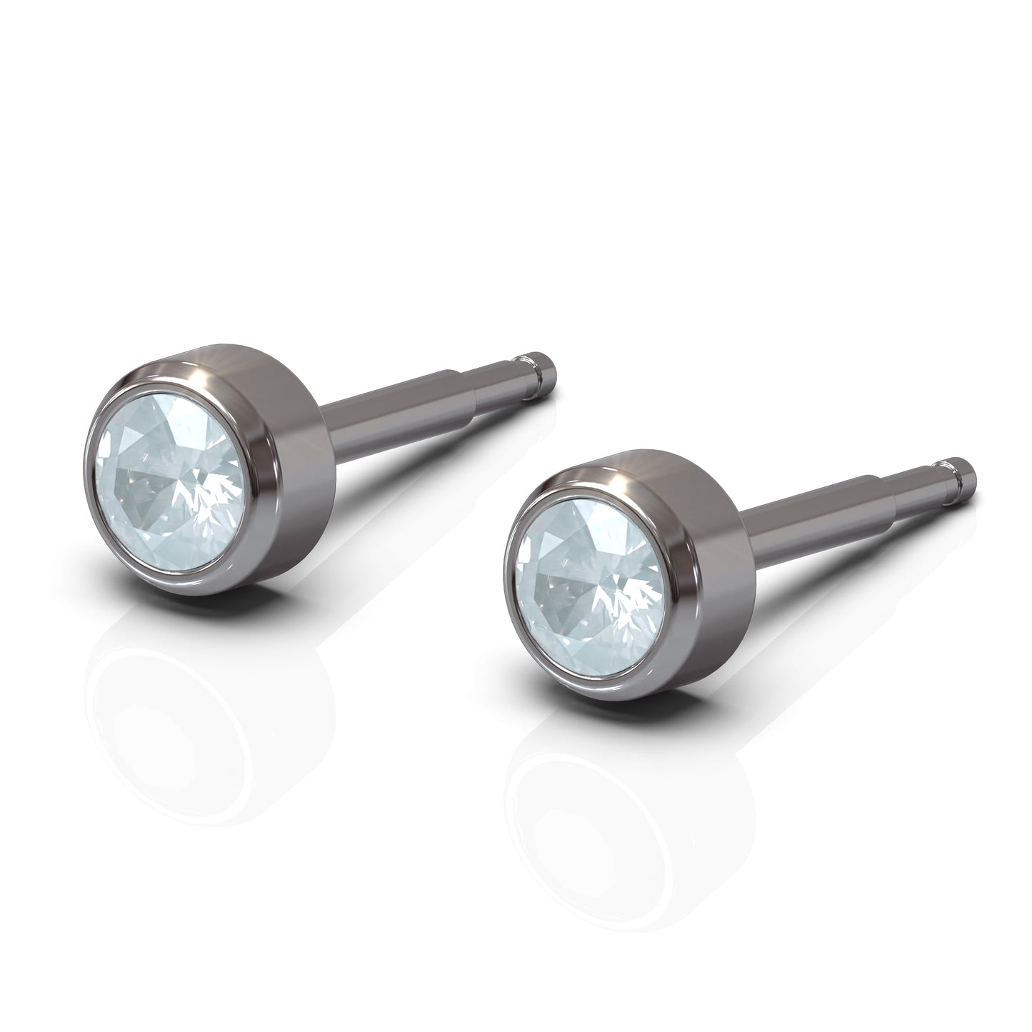 NINA Medikal Mens Titanium Earrings Studs - Hypoallergenic Stainless Steel - Large (Opal)