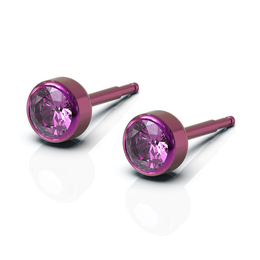 NINA Medikal Titanium Stud Earrings - Piercing Jewelry (Pink Titanium - Rose)