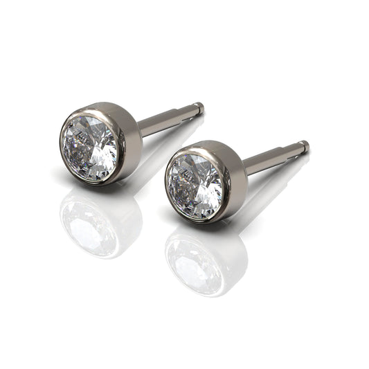 NINA Medikal Titanium Stud Earrings - Piercing Jewelry (Titanium - Crystal)