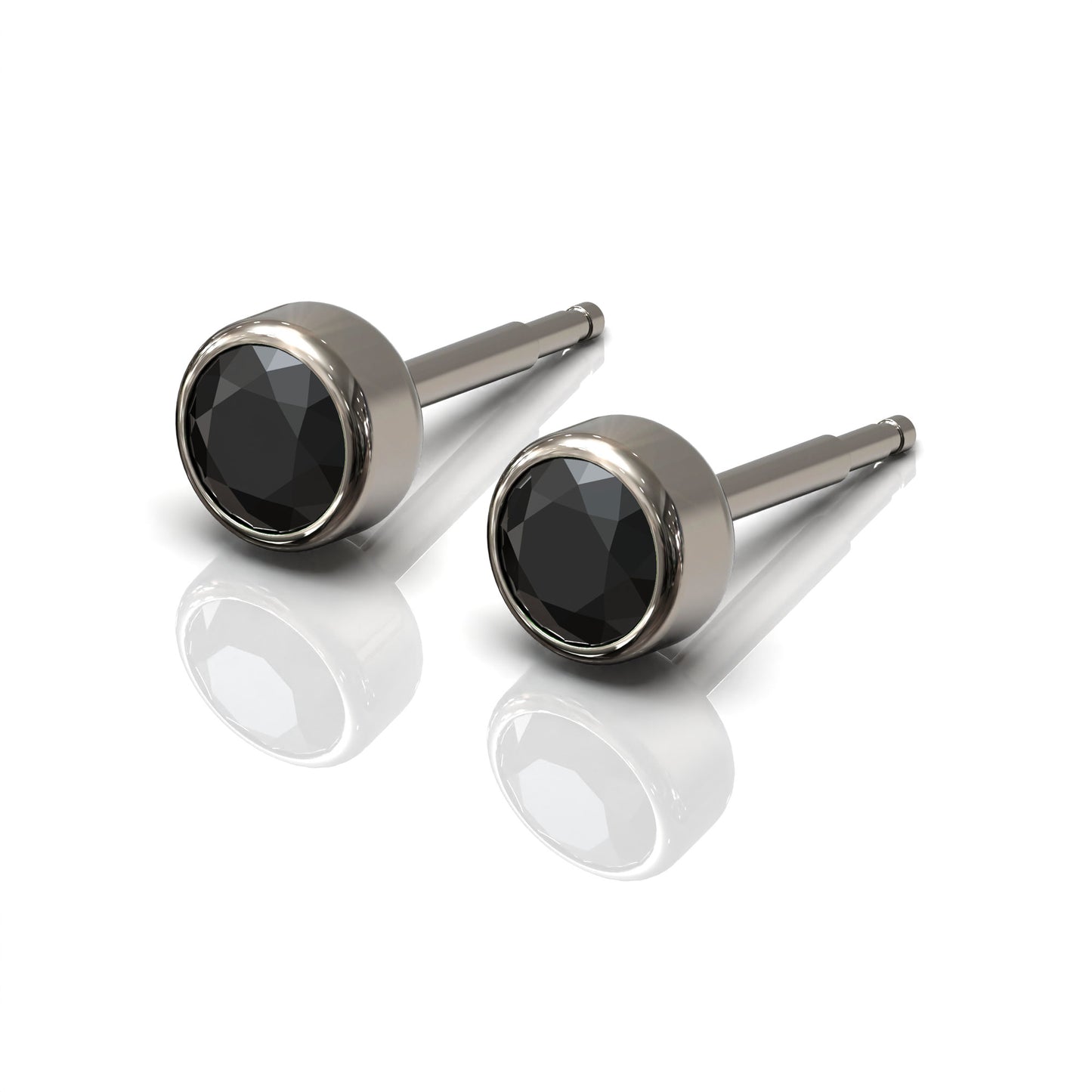 NINA Medikal Mens Titanium Earrings Studs - Hypoallergenic Stainless Steel - Large (Nocturne)