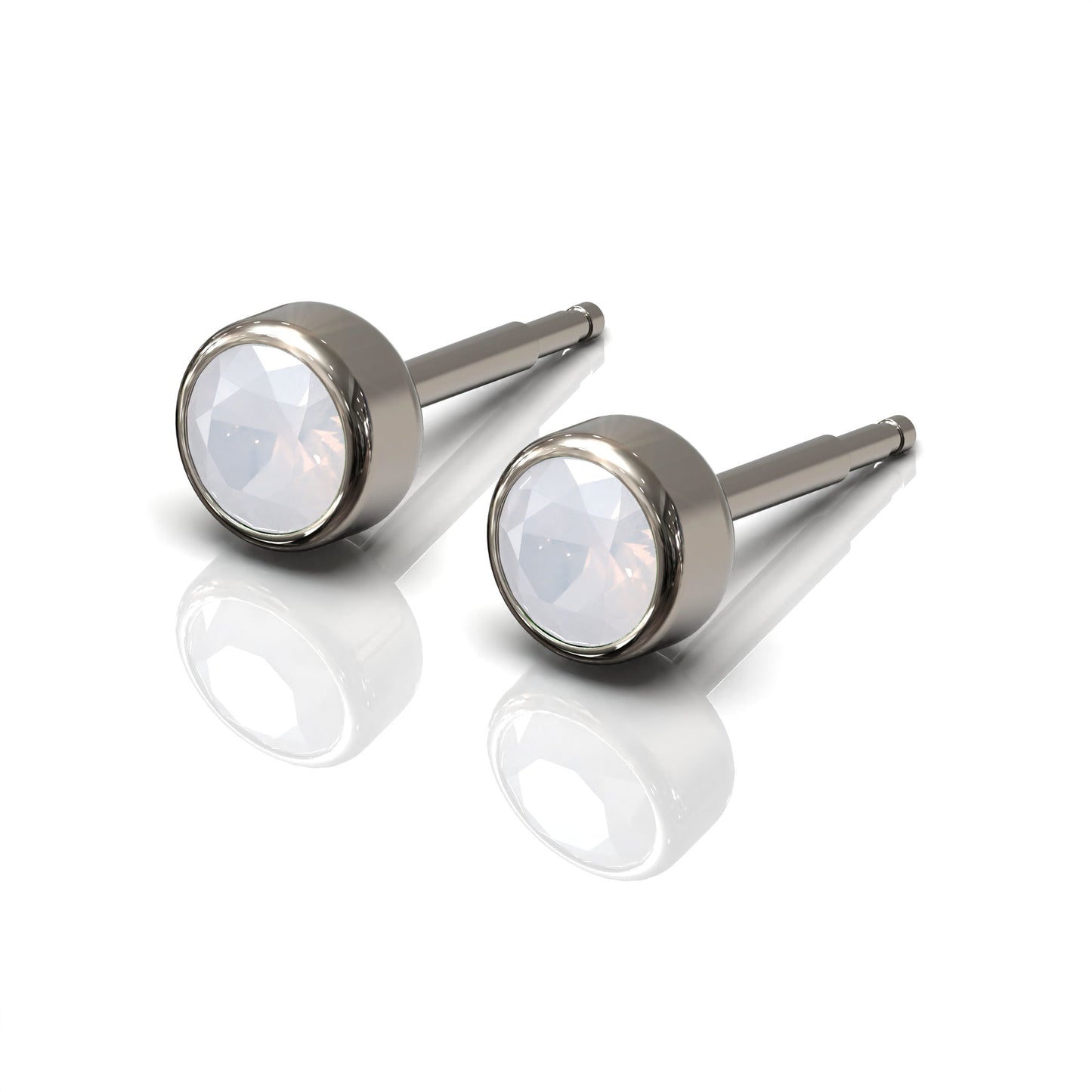 NINA Medikal Mens Titanium Earrings Studs - Hypoallergenic Stainless Steel - Large (Opal)